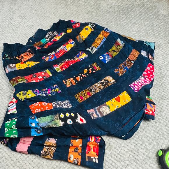 Nativewear Designs Patchwork Quilted Navy Colorful Bomber Jacket L - Picture 9 of 9